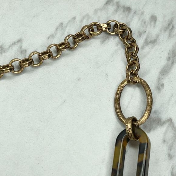 Chico's Chunky Tortoise Beaded Gold Tone Statement Necklace ✨ - Picture 4 of 9